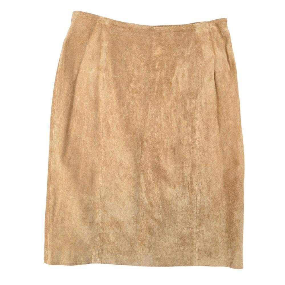 R2R Size 14 Suede‎ Leather Pencil Skirt Women Camel Office Professional Classic